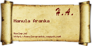 Hanula Aranka névjegykártya